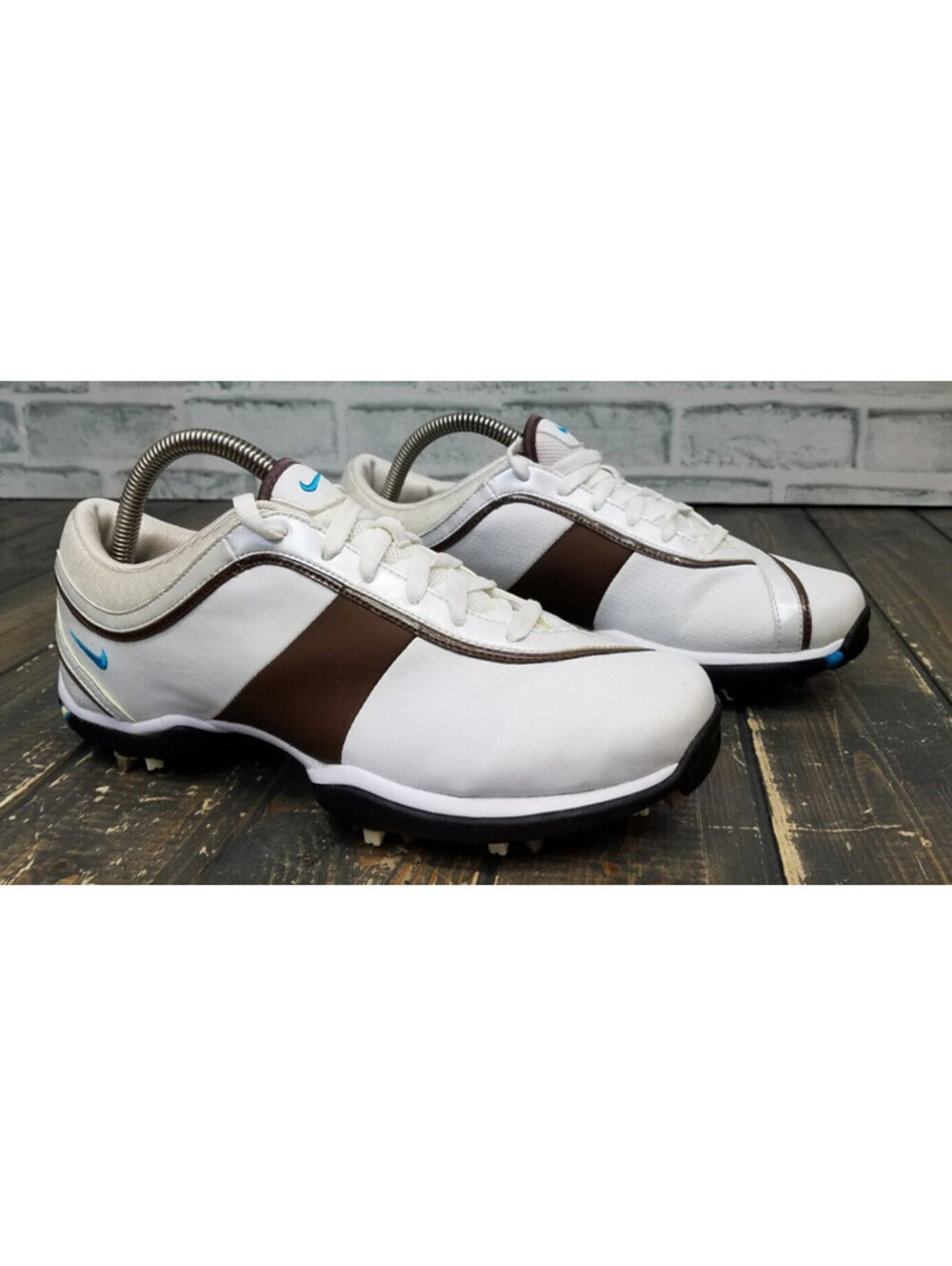 NIKE Power Channel Tac Traction Women's Golf Shoes Sz 7.5 335940-141 White Brown